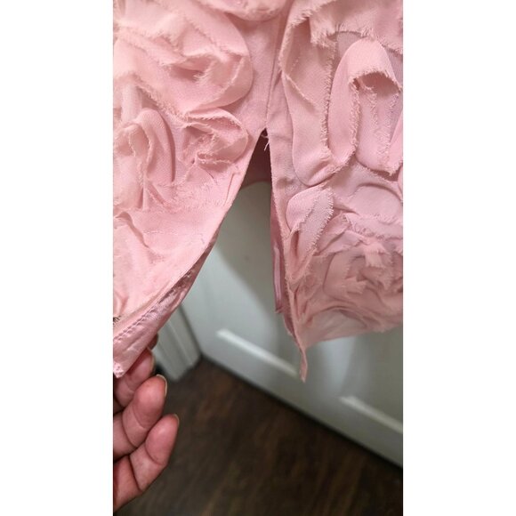 JS Collection Blush Pink Rosette V-Neck Chiffon Mother of Bride Dress Flutter Sl - Picture 3 of 8